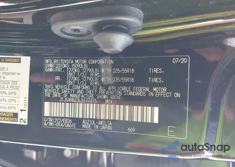 2020 Lexus Nx 300 F Sport z USA, uszkodzony, nr VIN JTJSARBZ3L2177315